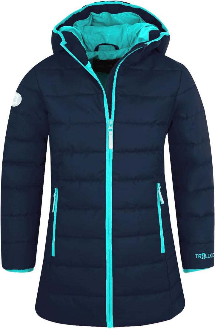Trollkids Mädchen Wintermantel Winterjacke Stanavanger 92 Marineblau/Minze, 92 Marineblau/Minze