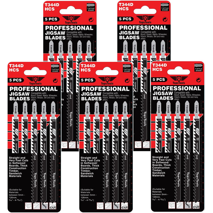 25 x TopsTools JSTT344D_5 T344D 152mm lange Stichsägeblätter für saubere und schnelle Schnitte kompa