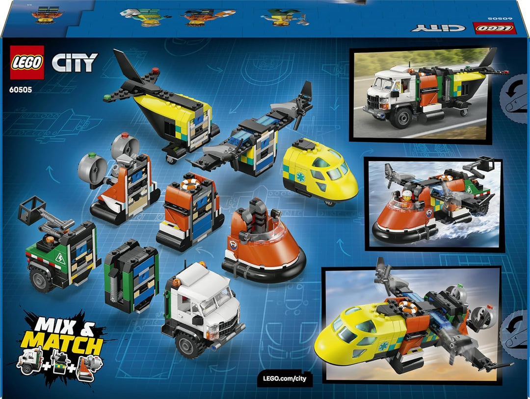 LEGO City Kombinationsset mit Flugzeug, Wartungsfahrzeug und Luftkissenboot - Spielzeug Fahrzeug - M