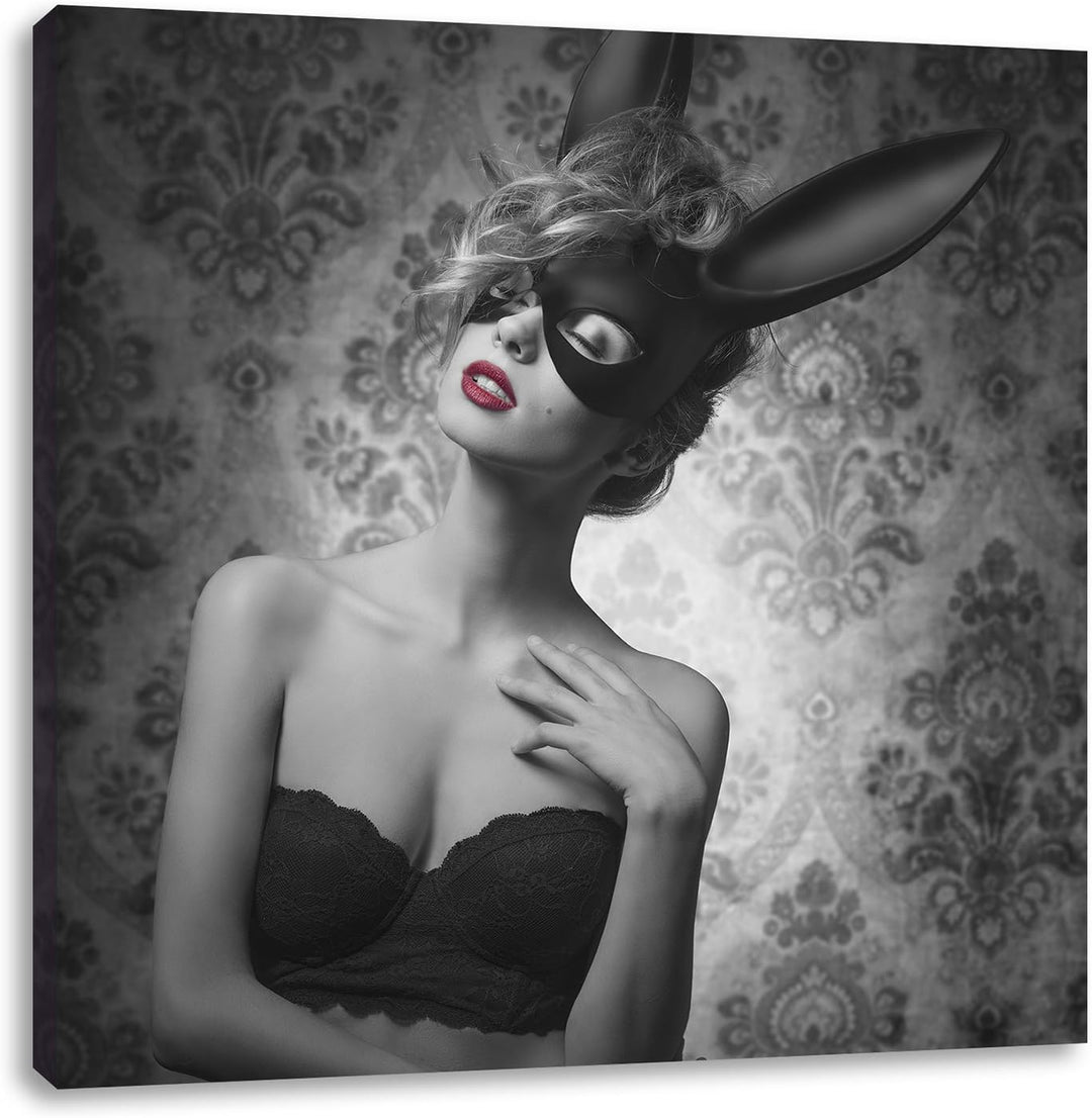 Pixxprint Maskierte attraktive Frau als Leinwandbild Quadratisch/Grösse: 70x70 / Wandbild/Kunstdruck