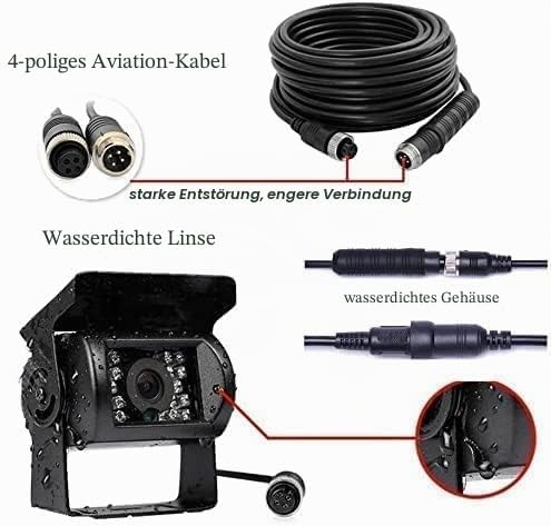 CAMECHO Rückfahrkamera 4 Kameras Set, 9 Zoll Monitor 4 Geteilte Rück und Vorder Kamera, Weitwinkel,