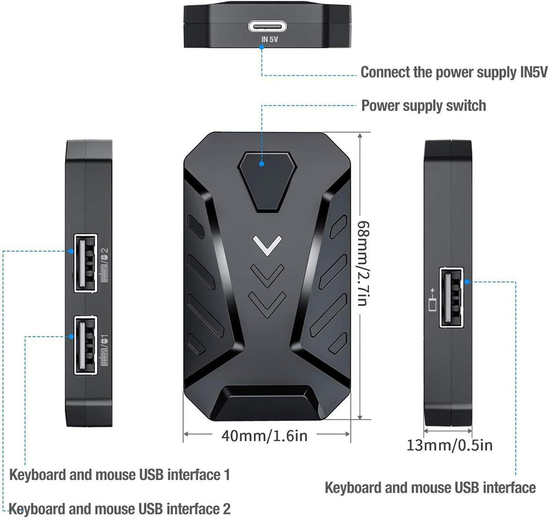 Mobile Game Keyboard Mouse Adapter, Bluetooth Gaming Tastatur Maus Konverter, Mobile Gamepad Control