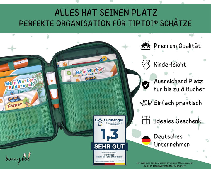 bunnyboo Tasche für TipToi - Platz für bis zu 8 Bücher - TipToi Starterset mit Einsatz für Tiptoi St