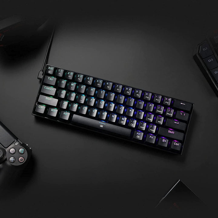 Redragon K630 Dragonborn 60% kabelgebundene RGB-Gaming-Tastatur, 61 Tasten kompakte mechanische Tast