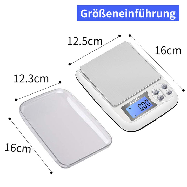 Feinwaage 1kg/0.01g USB Aufladen Digitale Küchenwaage,Hochpräzise Grammwaage Digitalwaage Briefwaage