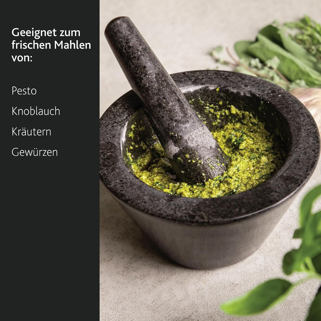 Boska Mörser Herbs/robuster Look/Spülmaschinenfest/Granit/Schwarz / 175 x 175 x 100 mm