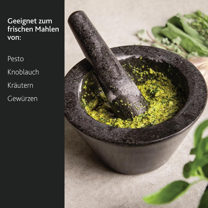 Boska Mörser Herbs/robuster Look/Spülmaschinenfest/Granit/Schwarz / 175 x 175 x 100 mm