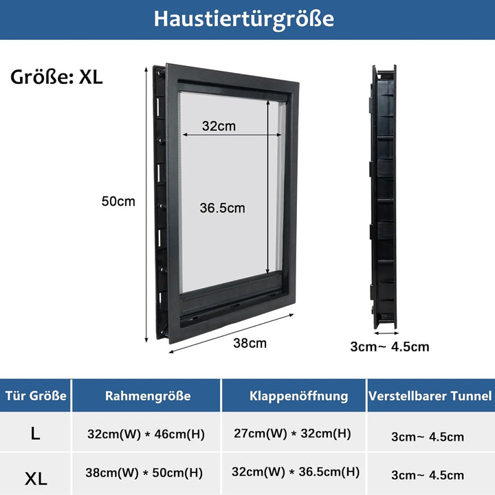 CEESC Grosse Hundeklappe mit weicher, transparenter Magnetklappe und einrastbarer Verschlussplatte,