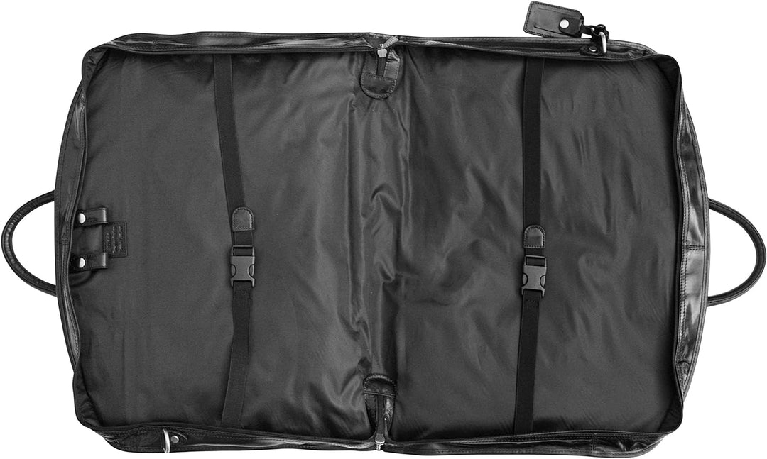 S Babila - Kleidersack aus weichem Vollleder - Kleidertasche für Reisen - Schwarz, Schwarz