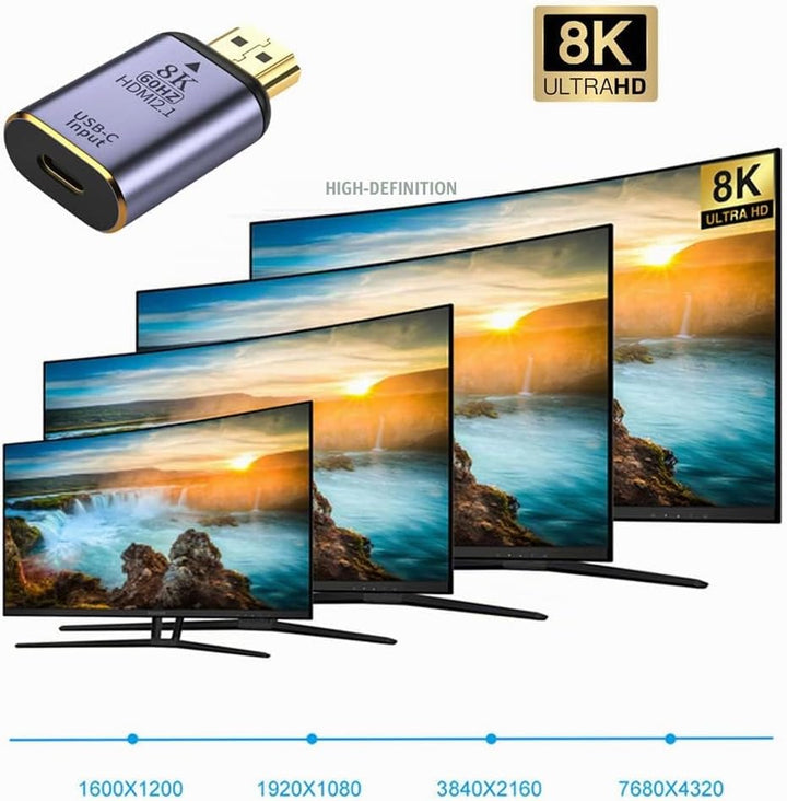 NFHK USB-C Type C Female Source to HDMI Sink HDTV Adapter 8K@60hz 4K@120hz for Tablet &amp; Phone &amp; Lapt