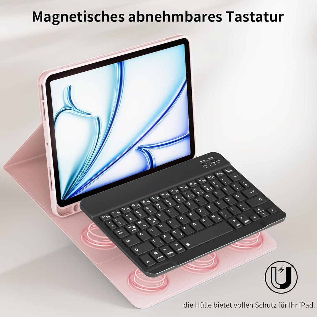 KVTVOU Tastatur Hülle für iPad Air 11 Zoll 2026/2025/2024, iPad Air 5./4. Generation 10,9 Zoll 2022/