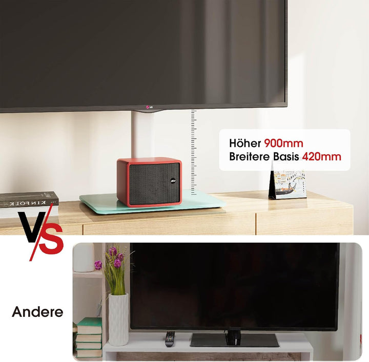 AOKCOS TV Standfuss TV Ständer Höhe 900mm für 32-55 65 75 Zoll Fernseher, Neigbar Schwenkbar Höhenve