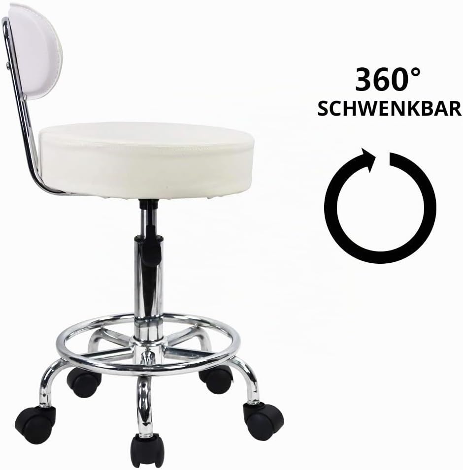KKTONER Rollhocker Drehstuhl Bürostuhl, höhenverstellbar, Drehhocker mit niedriger Rückenlehne und F