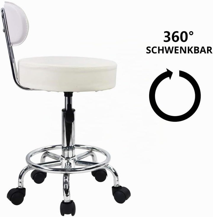 KKTONER Rollhocker Drehstuhl Bürostuhl, höhenverstellbar, Drehhocker mit niedriger Rückenlehne und F