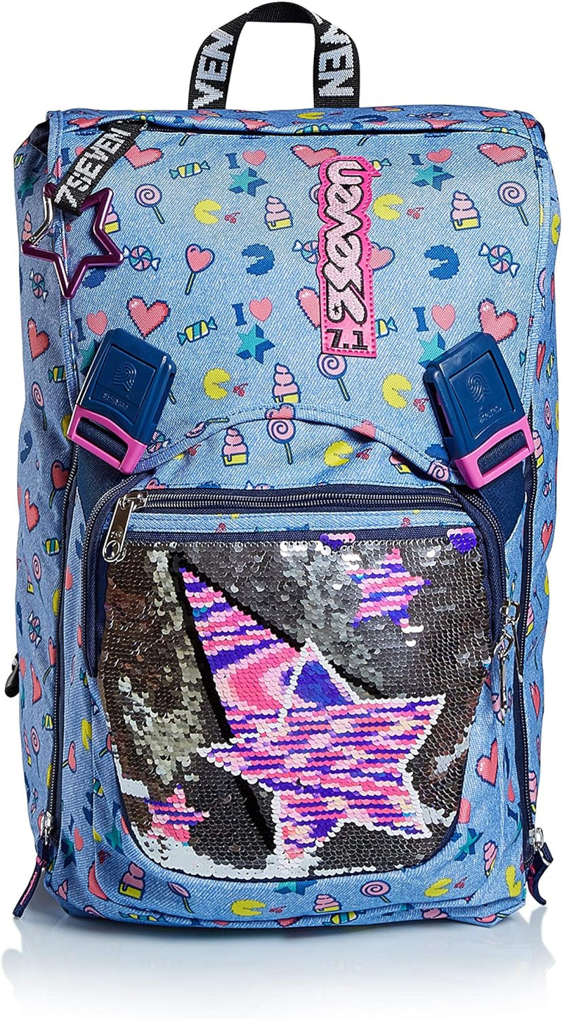 RUCKSACK SEVEN STARRY RAINBOW Backpack für Schule, Uni & Freizeit, Erweiterbarer Schulranzen, Geräum