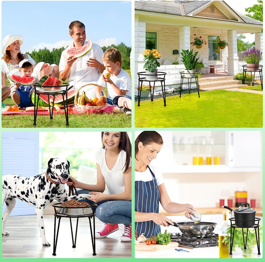 Santentre 3er Set Pflanzenständer, Schwerlast Blumenständer Schwarz Pflanzenregal Outdoor, Rostfreie