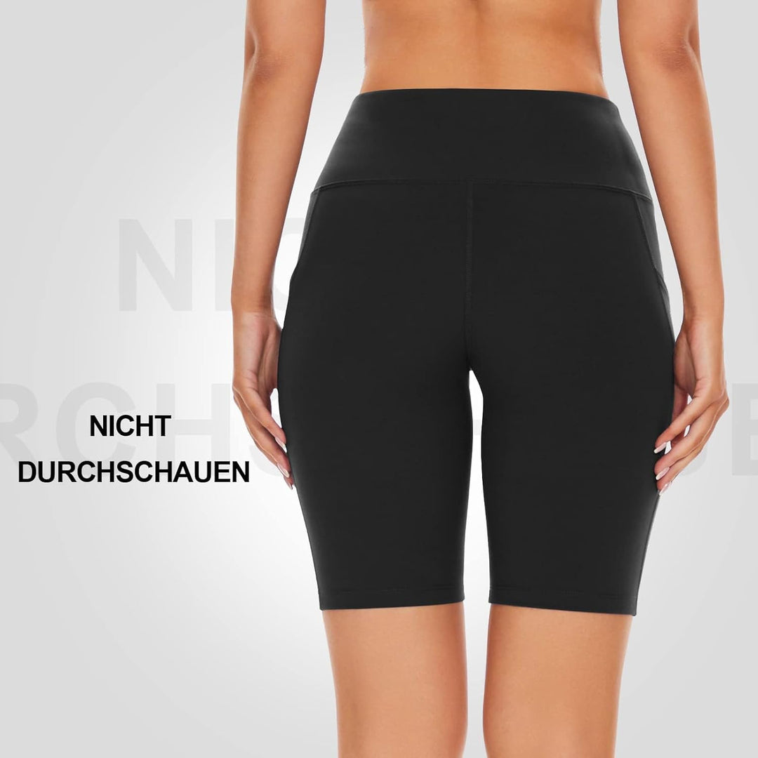 SIMIYA Radlerhose Damen, Kurze Leggings mit Handytasche Blickdichte High Waist Sporthose Damen Kurz,