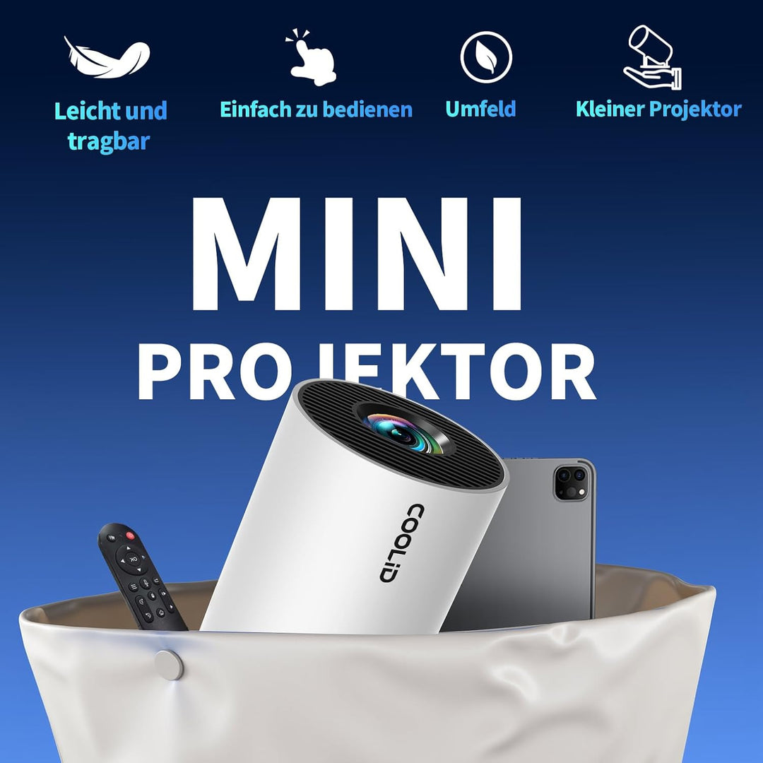 Mini Beamer Unterstützt 4K 1080P 2026 Neuer Tragbarer Projektor mit 5G WiFi 6 und BT 5.4 Beamer Klei