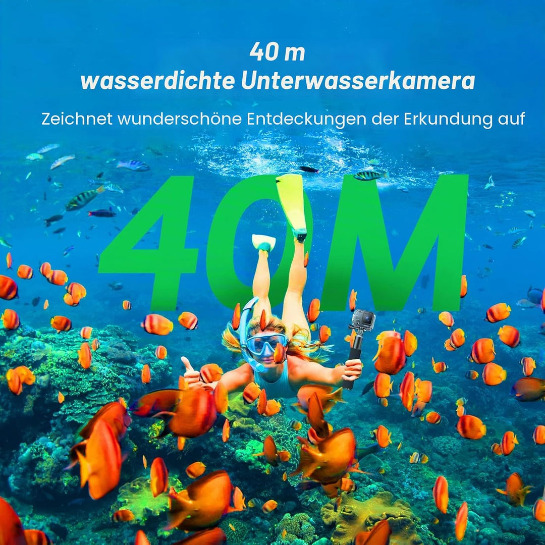 Surfola Action Cam 4K/30FPS 20MP 40M Unterwasserkamera WiFi PC Kamera Helmkamera mit Externes Mikrof