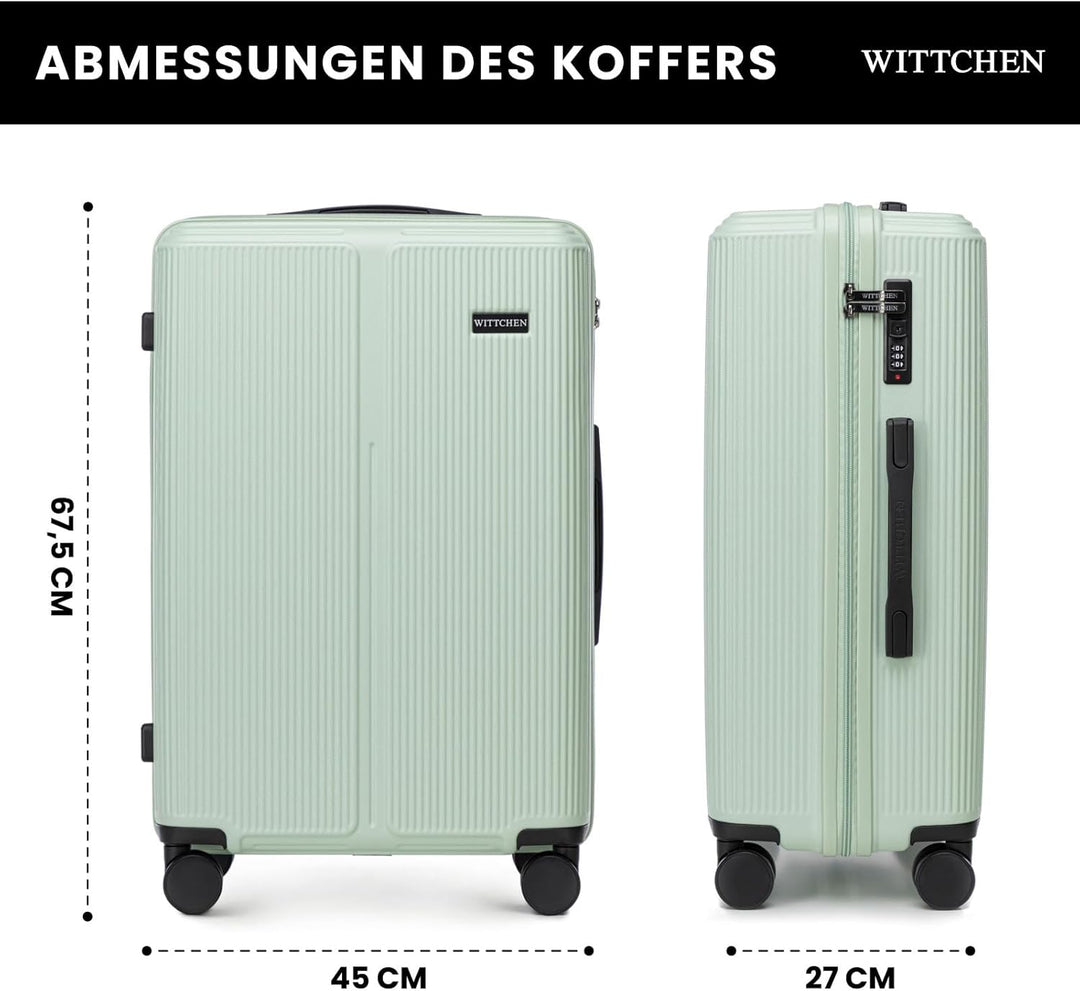 WITTCHEN Stripes Line Kofferset 3-teilig | ABS-Hartschalenkoffer, 4 Rollen 360° | Koffer Set Handgep