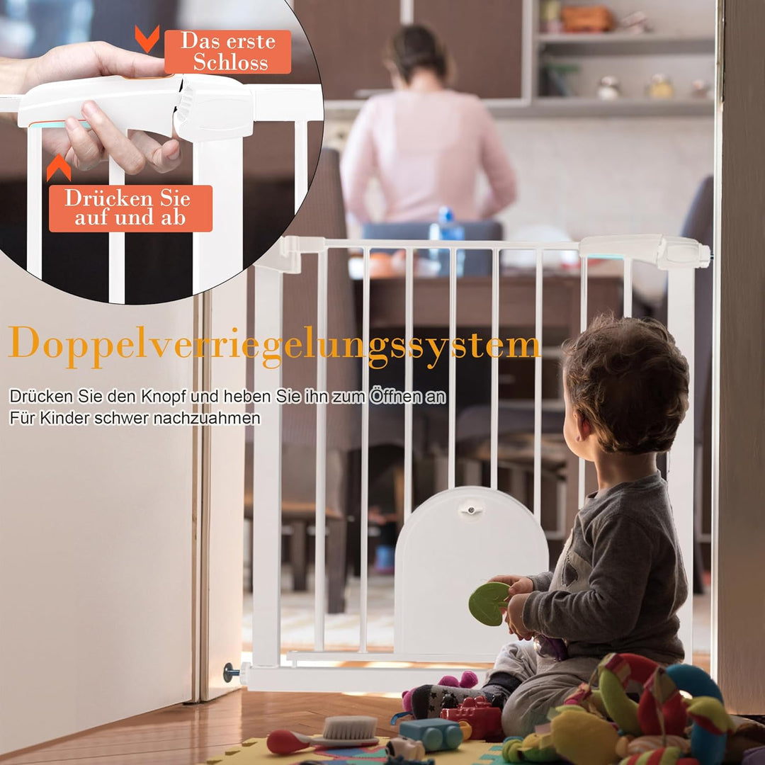 Aufun Treppenschutzgitter Türschutzgitter Kinder ohne Bohren, für 95-105 cm breit, Türgitter mit Dru