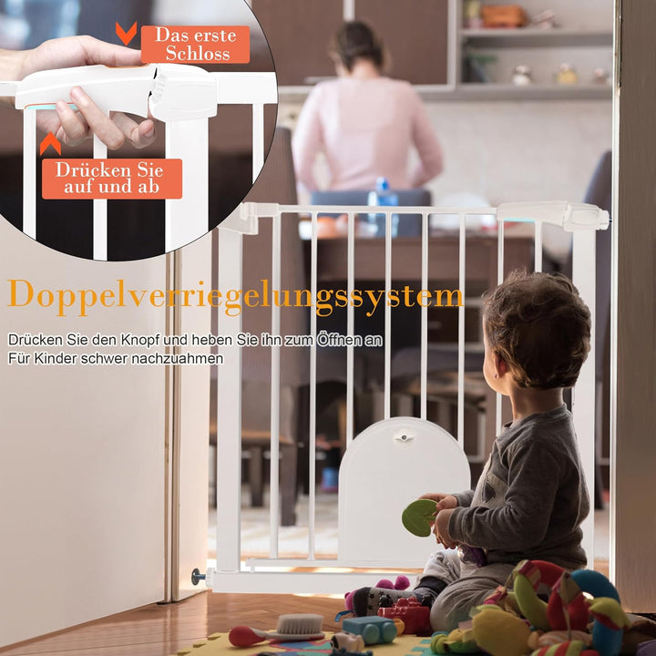 Aufun Treppenschutzgitter Türschutzgitter Kinder ohne Bohren, für 95-105 cm breit, Türgitter mit Dru
