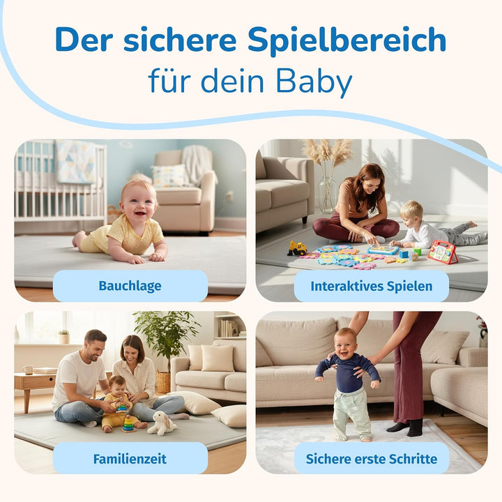 Krabbelmatte Baby - kuschelig weich - 3cm Dicke Spielmatte - schützt vor Stössen - Teppich Kinderzim