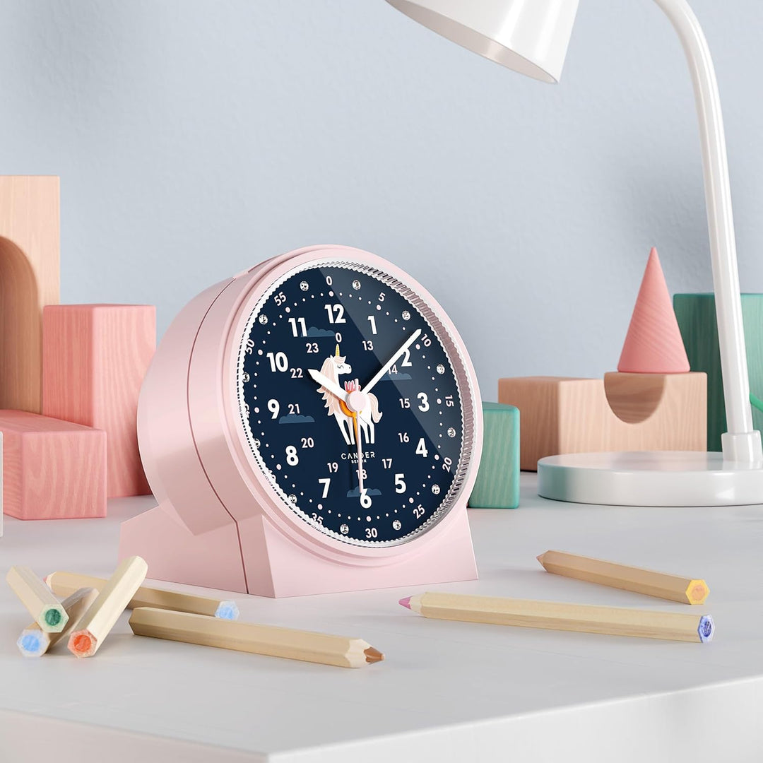 Cander Berlin MNU 1209 M Kinderwecker lautlos Einhorn Licht Snooze Beleuchtung analog Jungen Mädchen
