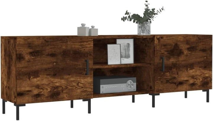 TV-Schrank Eiche Rauchgrau 150 x 30 x 50 cm aus mehrschichtigem Holz und Eisen – niedriger Schrank m