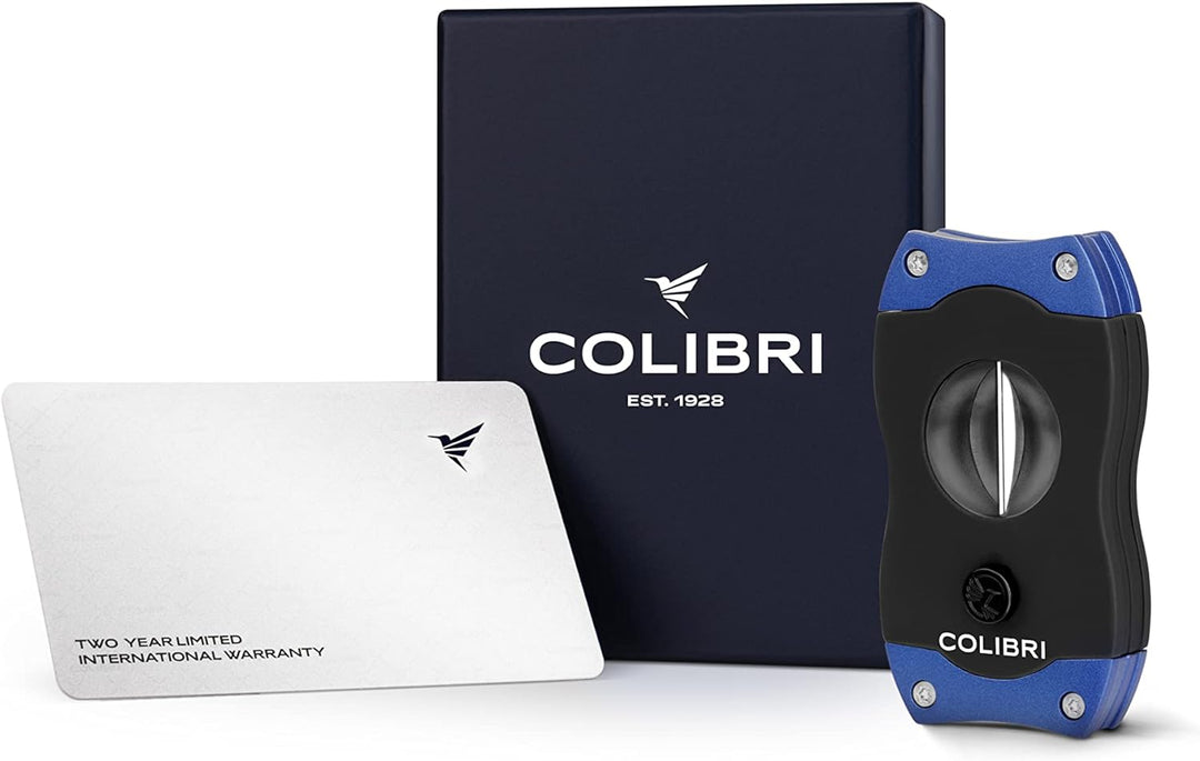 Colibri V-Cut Zigarrencutter Blau + Schwarze Gummibeschichtung