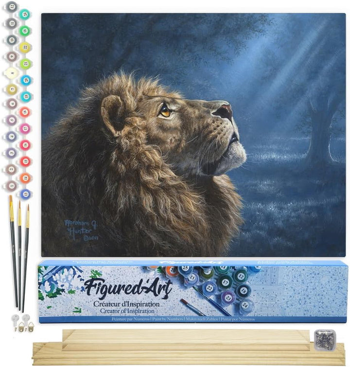 Figured'Art Malen Nach Zahlen Erwachsene Mit Rahmen Mondlicht Löwe - Paint by Numbers Basteln DIY Ba