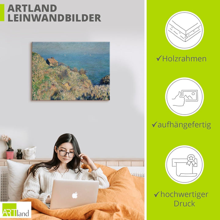 ARTland Leinwandbilder Wandbild Bild auf Leinwand 60x45 cm Wanddeko Landschaften Meer Strand Das Hau