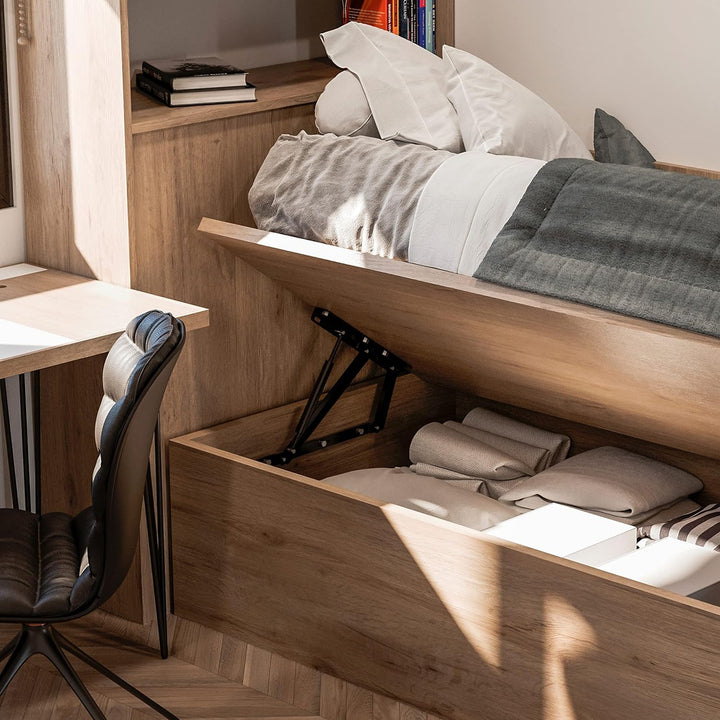 Emuca - Satz mit Hebevorrichtungen für Kanapee-Bett, Seitliches System 90 cm, Schwarz, Stahl, Seitli