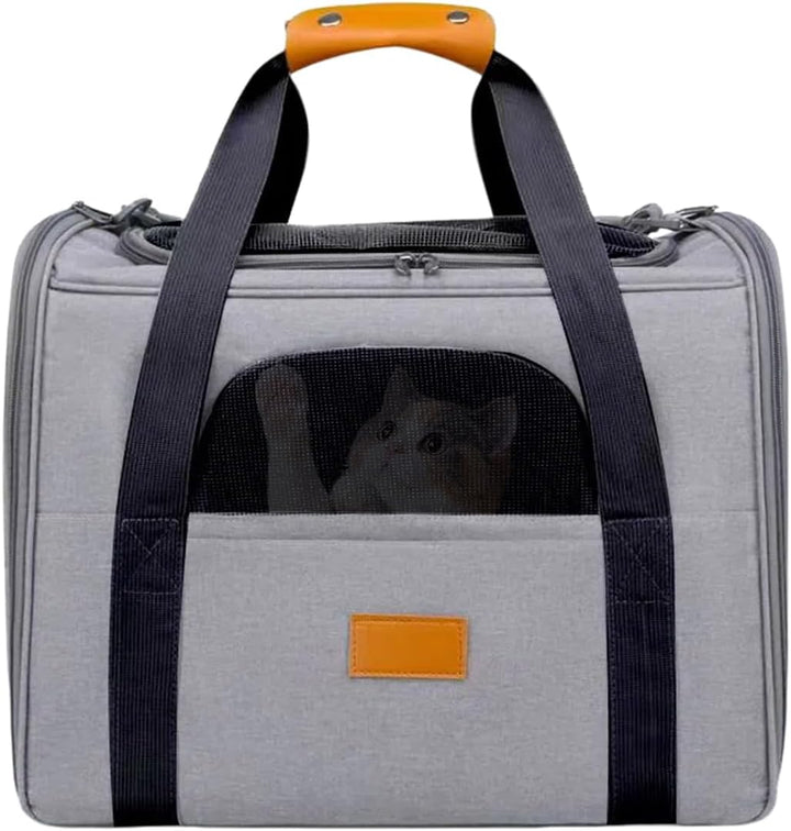 Katzentransporttasche Faltbar für Katzen &amp; Kleine Hunde, 45 × 33 × 35 cm (Grau), Grau