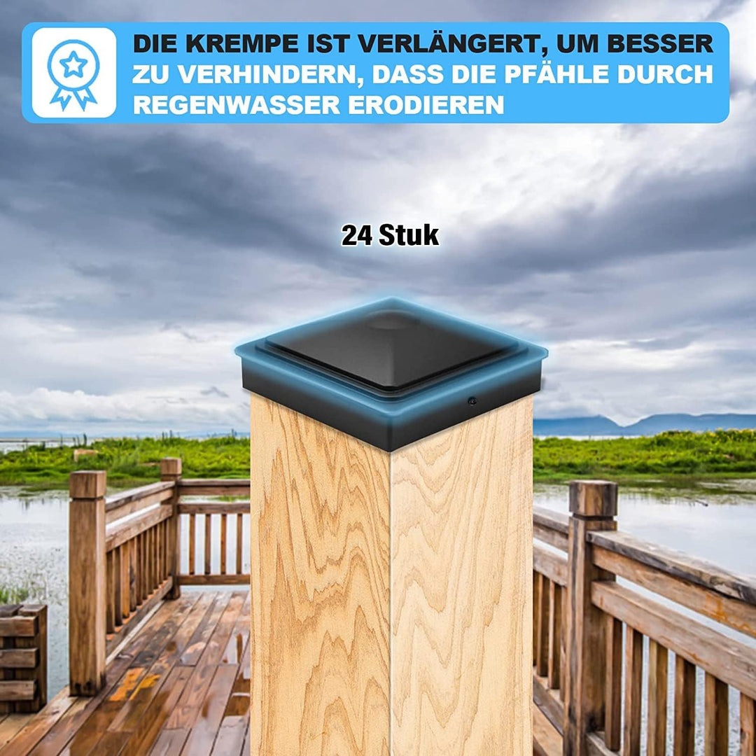 Bonna pfostenkappen 7x7CM, 24Stück Pfostenkappe, Plastik Abdeckkappen für Zaunpfosten mit Schrauben