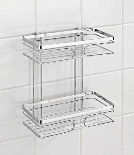 WENKO Wandregal 2 Etagen Premium Edelstahl, Edelstahl rostfrei, 24 x 27 x 13.5 cm, Glänzend, 2 Etage