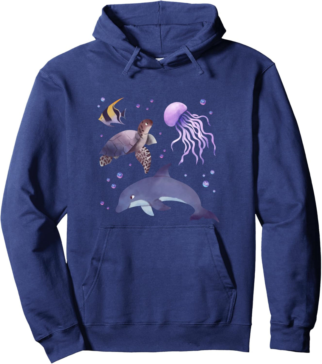 Watercolor Sealife Dekoratives Muster Pullover Hoodie