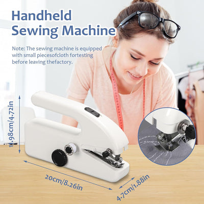 Mini Nähmaschine, Tragbare Handnähmaschine für Dicke Stoffe, Hand Nähmaschine mit Nähset für Anfänge