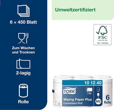 Tork 101240 Starke MehrzweckPapierwischtücher für das M2 Innenabrollung Spendersystem / 2-lagiges st