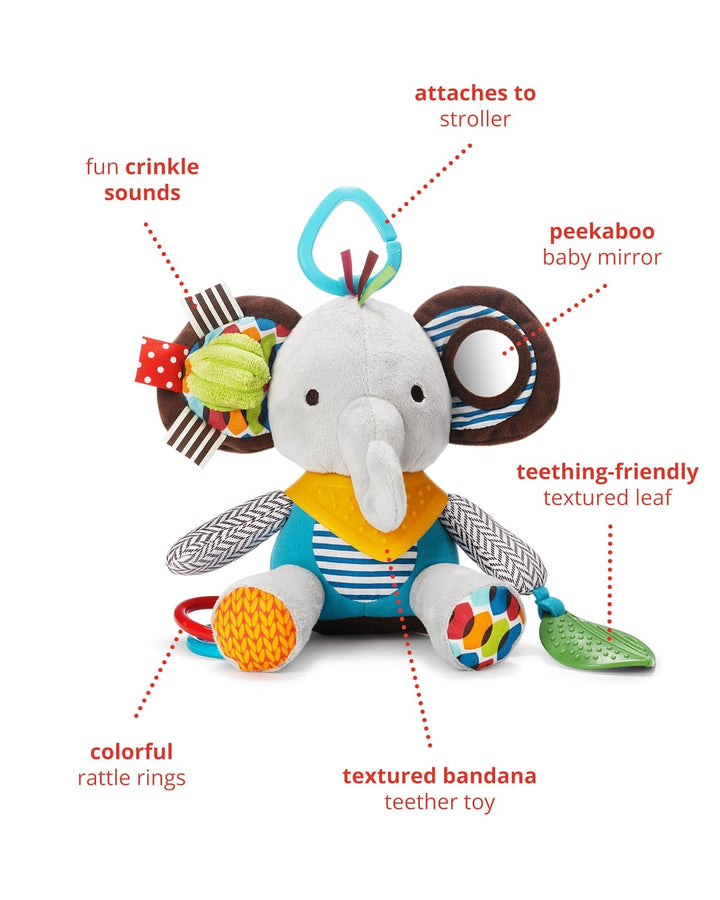 Skip Hop Bandana Buddies Aktivitätsspielzeug, Plüschtier für Babys und Kinder, mehrfarbig, Elefant E