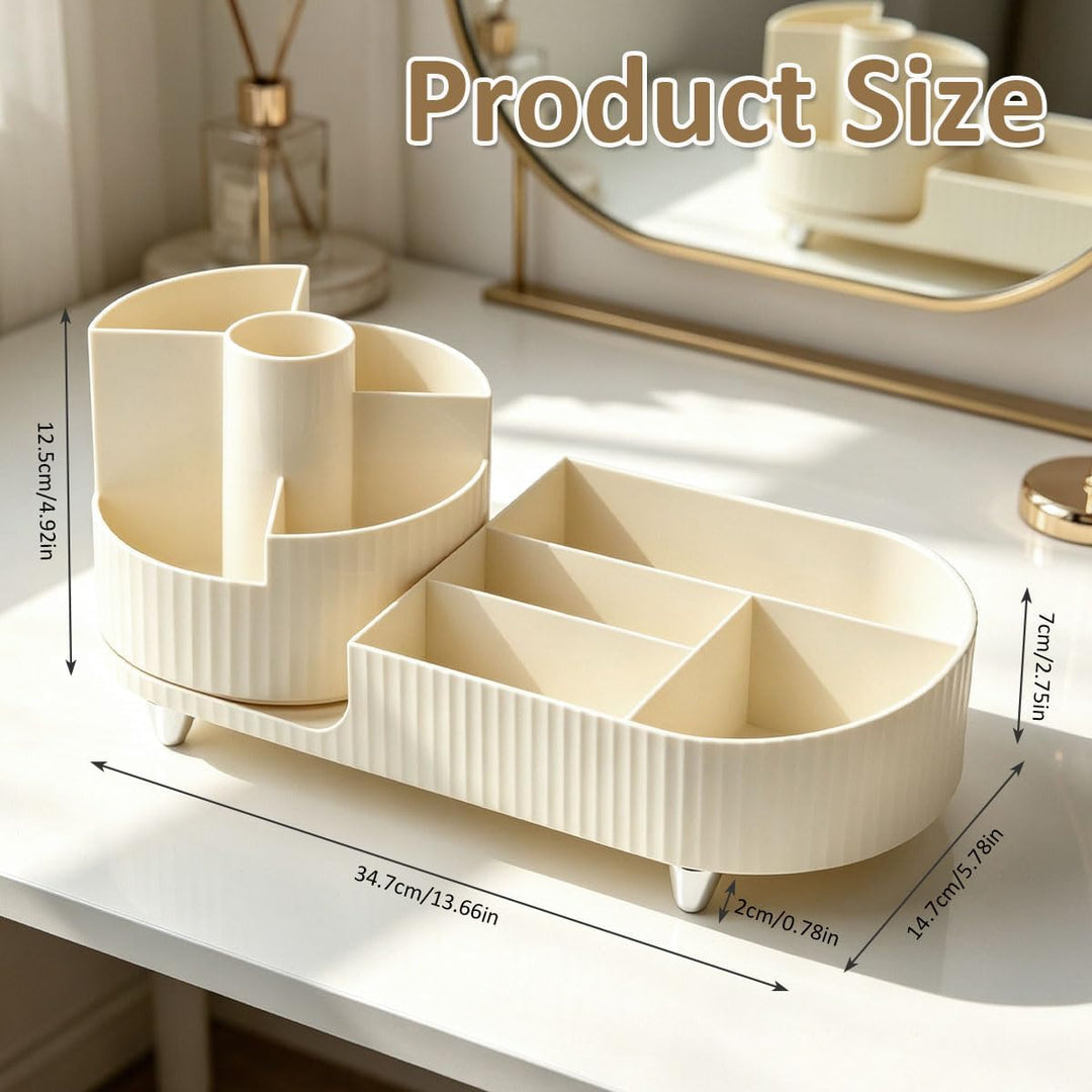 Make Up Organizer 360° Drehbar, Kosmetik Aufbewahrung mit Fächern, Schminktisch Organizer Drehbar, K