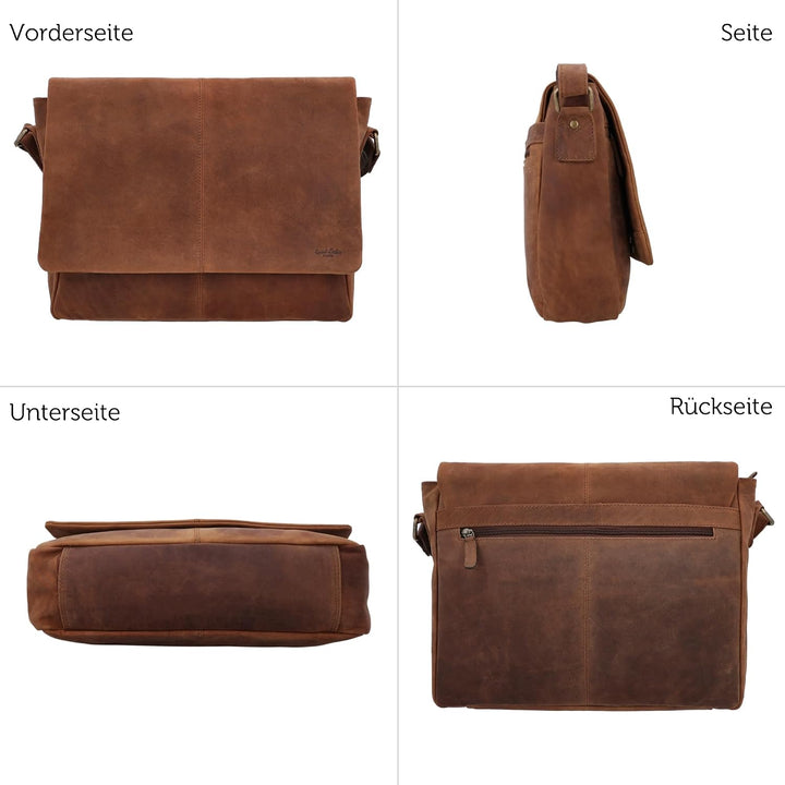 Gusti Leder Ledertasche Herren Reign - Handgefertigte Umhängetasche Herren Leder für Büro & Alltag -