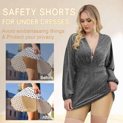Damen Shorts Radlerhose Kurze, 3er Pack Anti Scheuern Unterhose für unter Kleider, Nahtlos Hohe Tail
