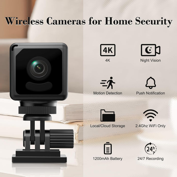 Mini-Kamera, 4K HD WLAN Überwachungskamera Innen Für Live Übertragung Handy APP, Kleine WiFi Camera