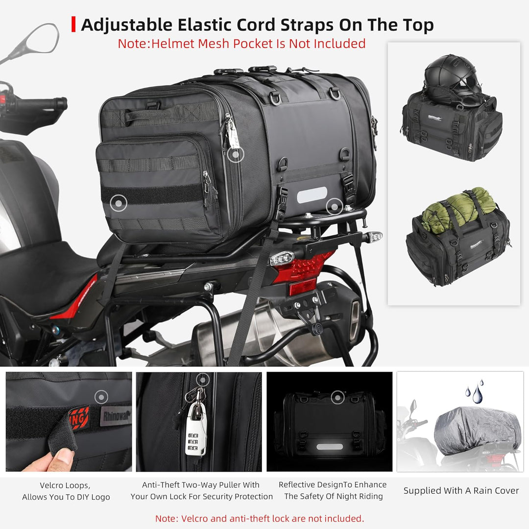 Rhinowalk Motorradtasche, Motorrad Hecktasche, wasserdichte Allwetter-/Kofferraum-/Gepäckträgertasch