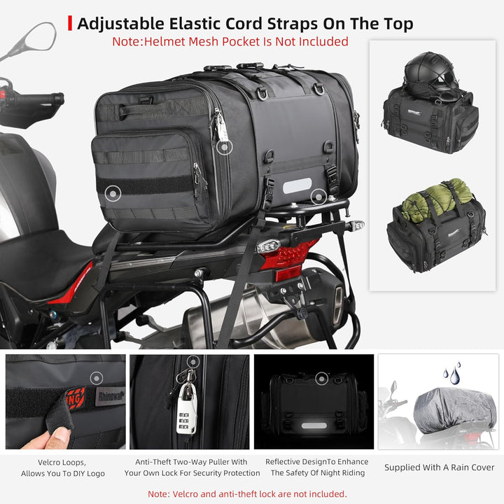 Rhinowalk Motorradtasche, Motorrad Hecktasche, wasserdichte Allwetter-/Kofferraum-/Gepäckträgertasch