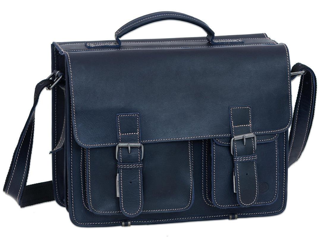 Greenburry Aktentasche Leder 39 cm Blau, Blau
