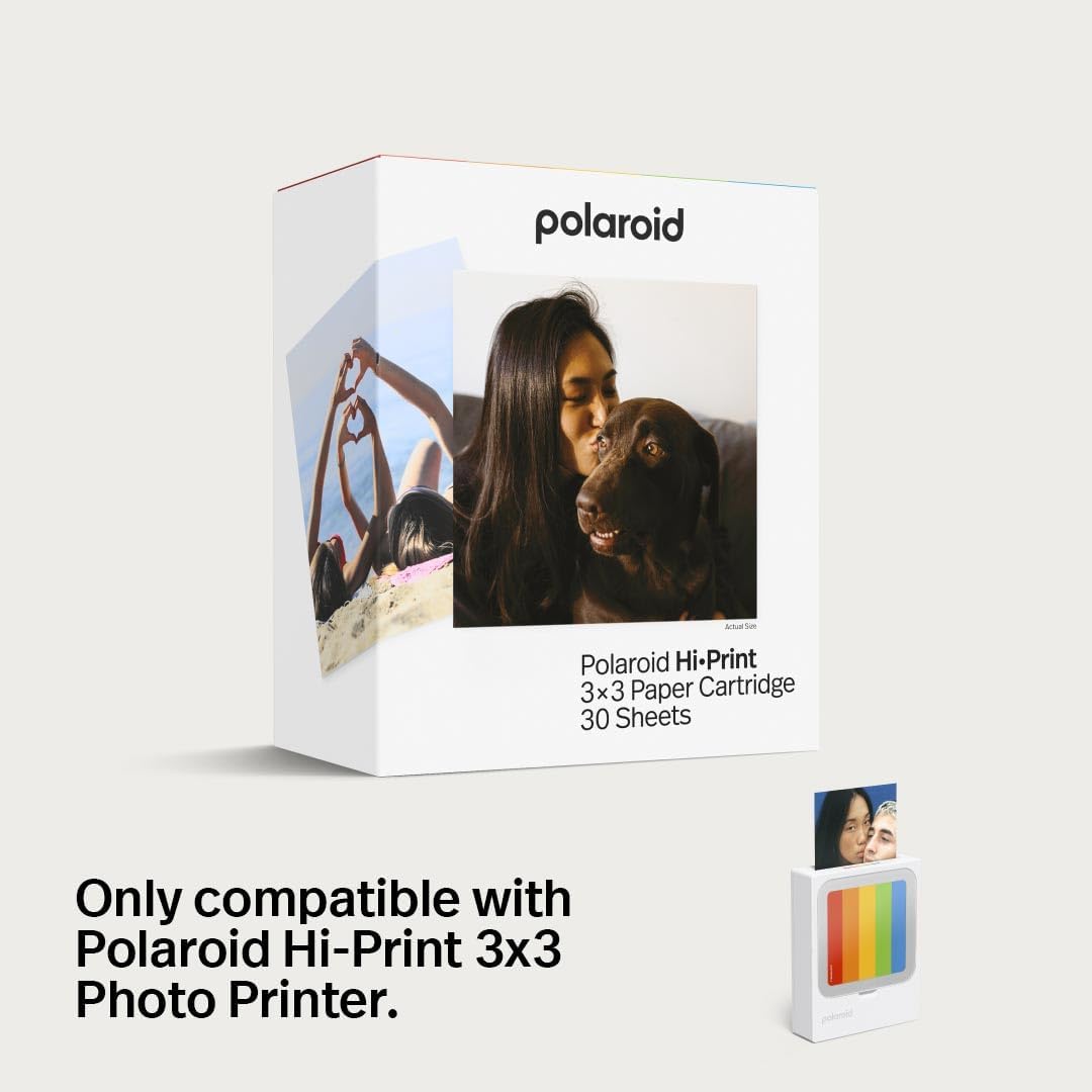 Polaroid - Bundle HiPrint 3x3 (7.6 cm x 7.6 cm) Pocket Bluetooth Fotodrucker Weiss + 60 Blatt (6647)
