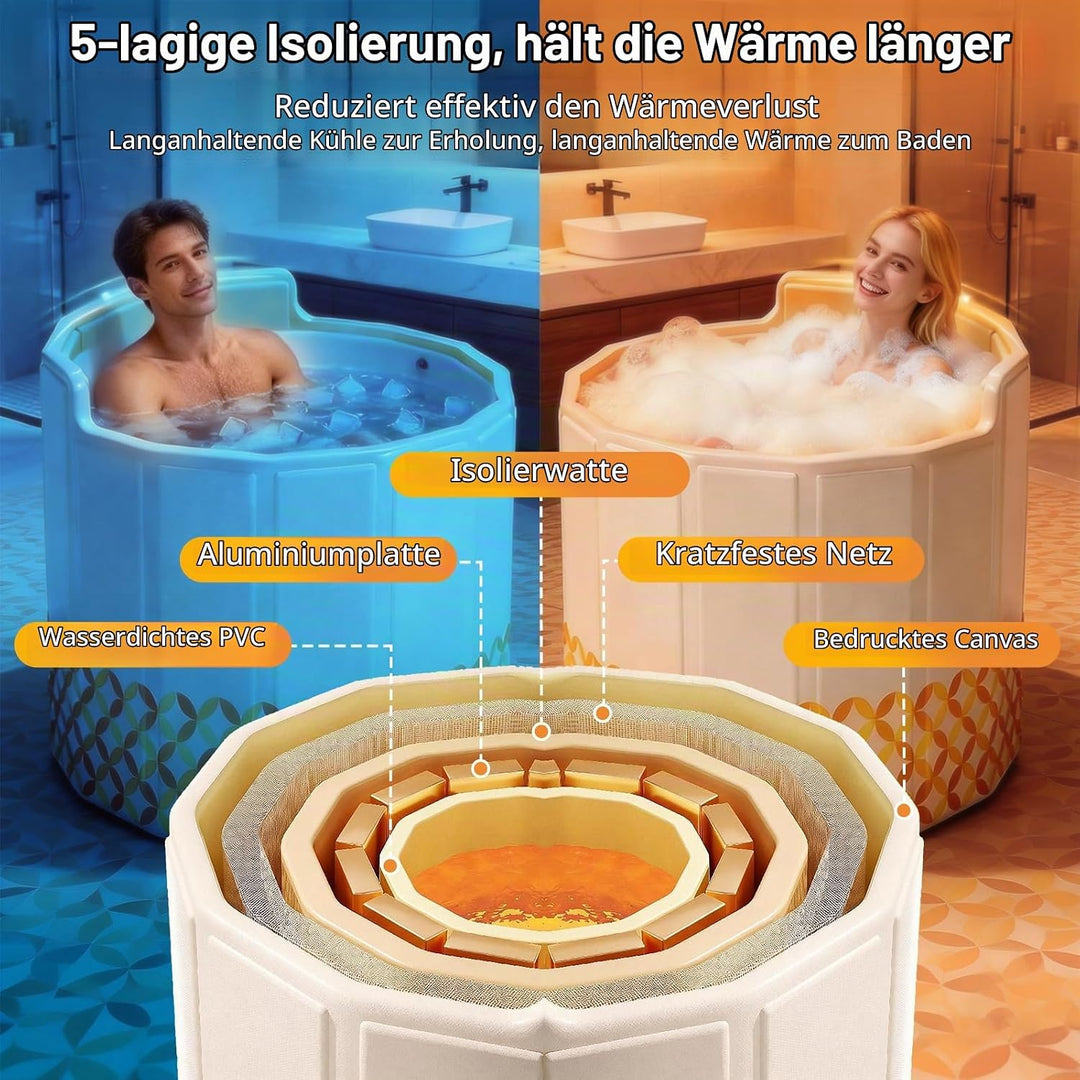 80 cm Faltbare Badewanne Erwachsene, Portable Erwachsenen-Badewanne für Dusche, Upgrade C-Förmiger R
