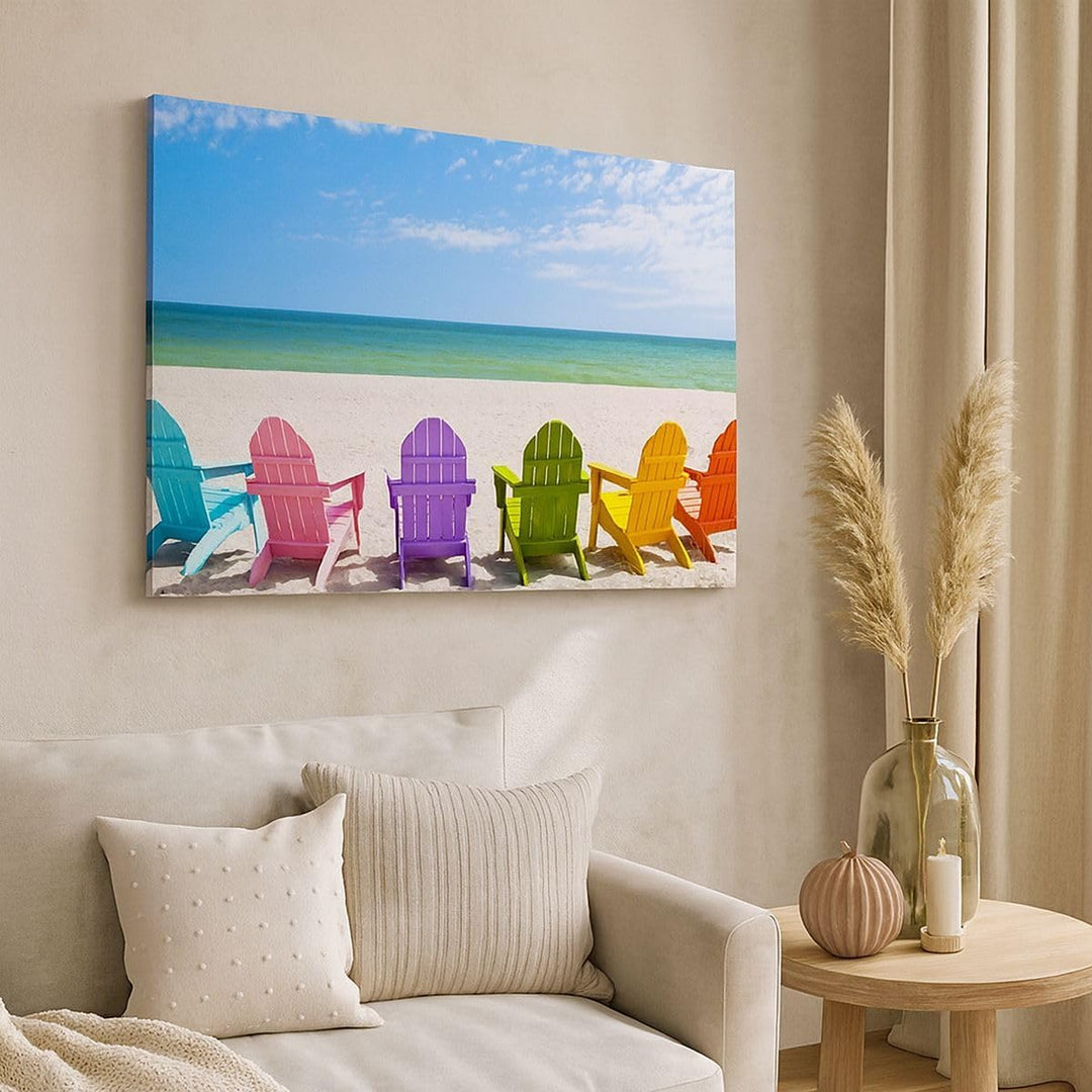 Bilder auf Leinwand Sunbed ufer florida Sommer Leinwandbild 70x50cm Wandbilder Dekoration Wohnzimmer